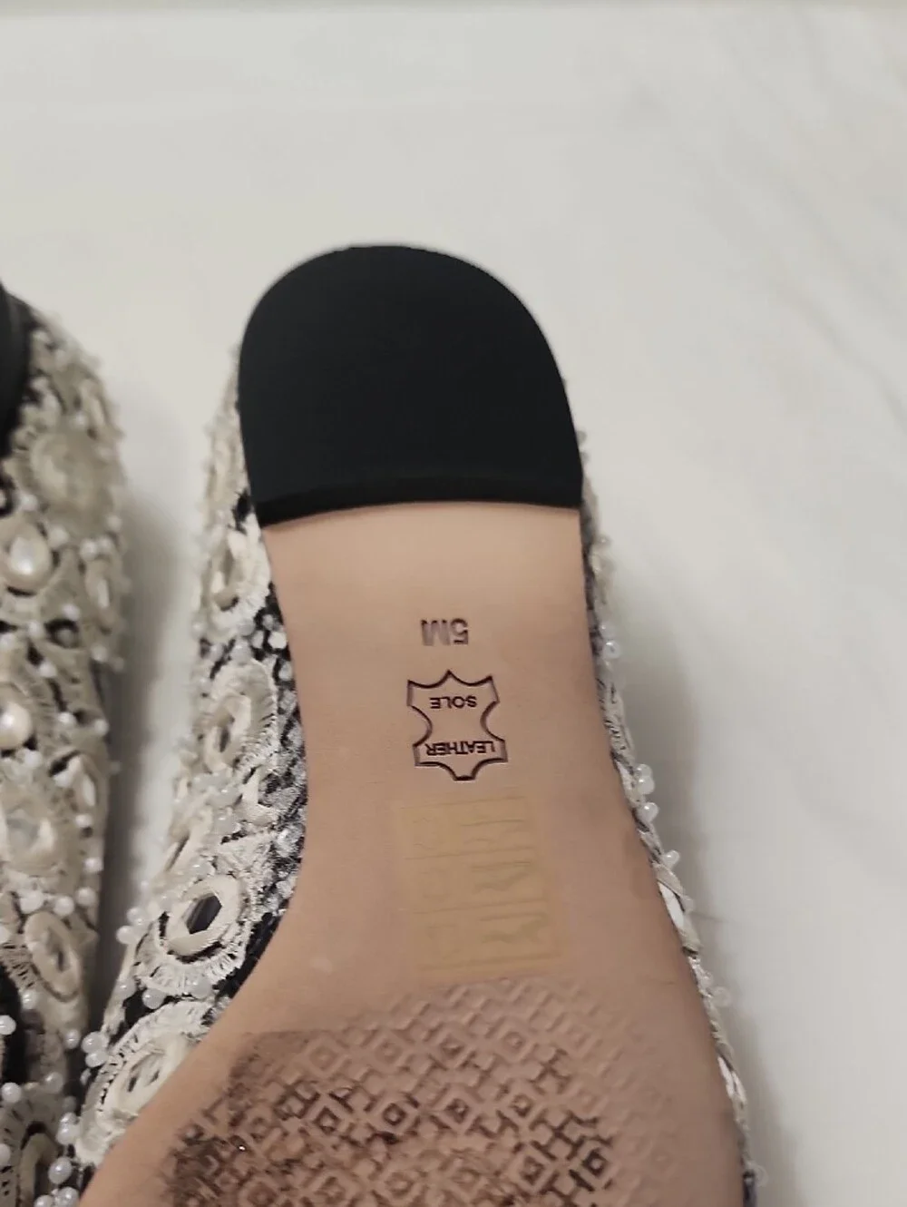 Tory Burch Silver Embellished Pointed Toe Flats